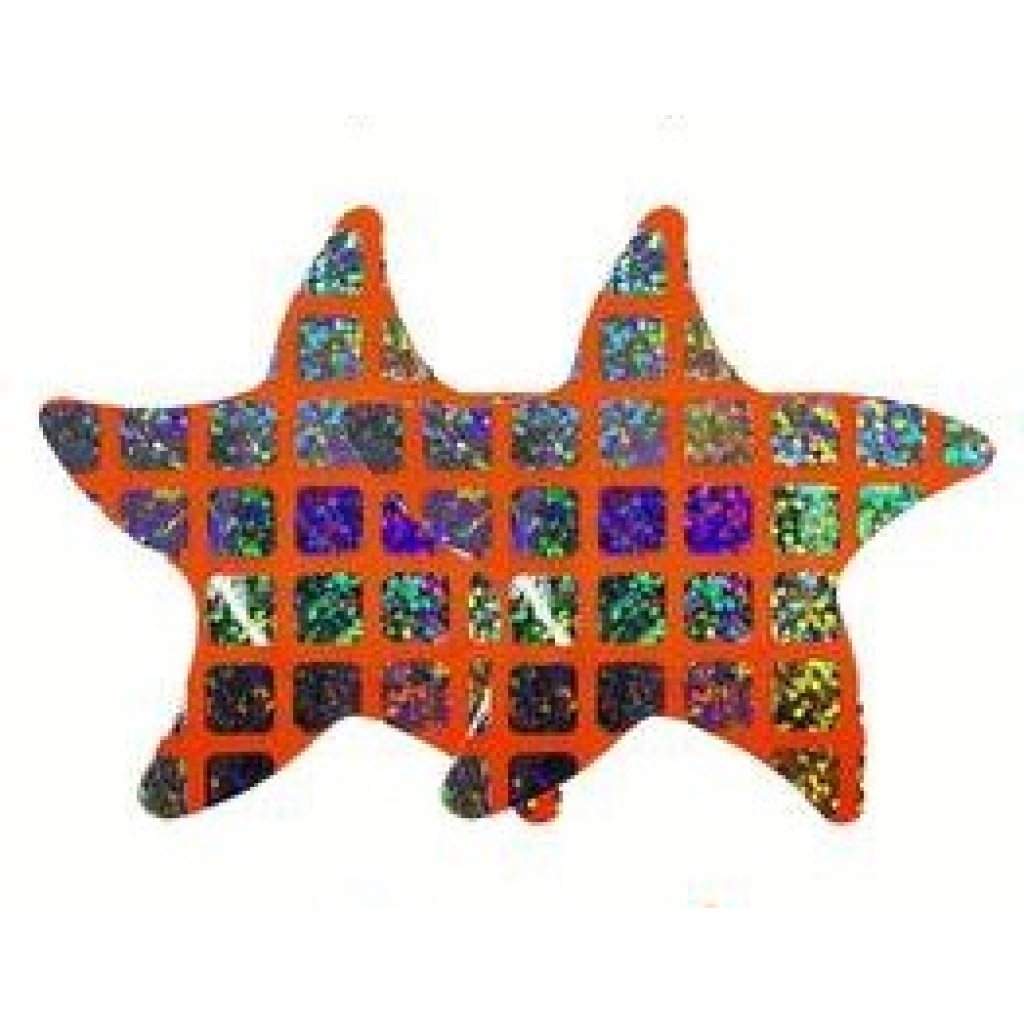 Pasties (Nipple Covers) 1 Pair of Starfish Shaped Hologram and Neon Orange