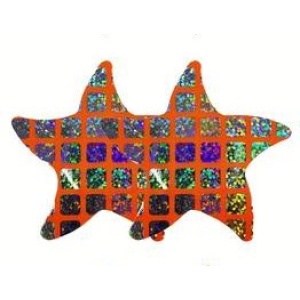 Pasties (Nipple Covers) 1 Pair of Starfish Shaped Hologram and Neon Orange
