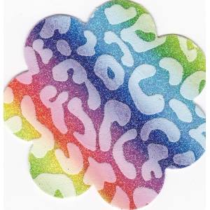 Pasties (Nipple Covers) 1 Pair of Flower Shape Rainbow with Leopard Print and Glitter