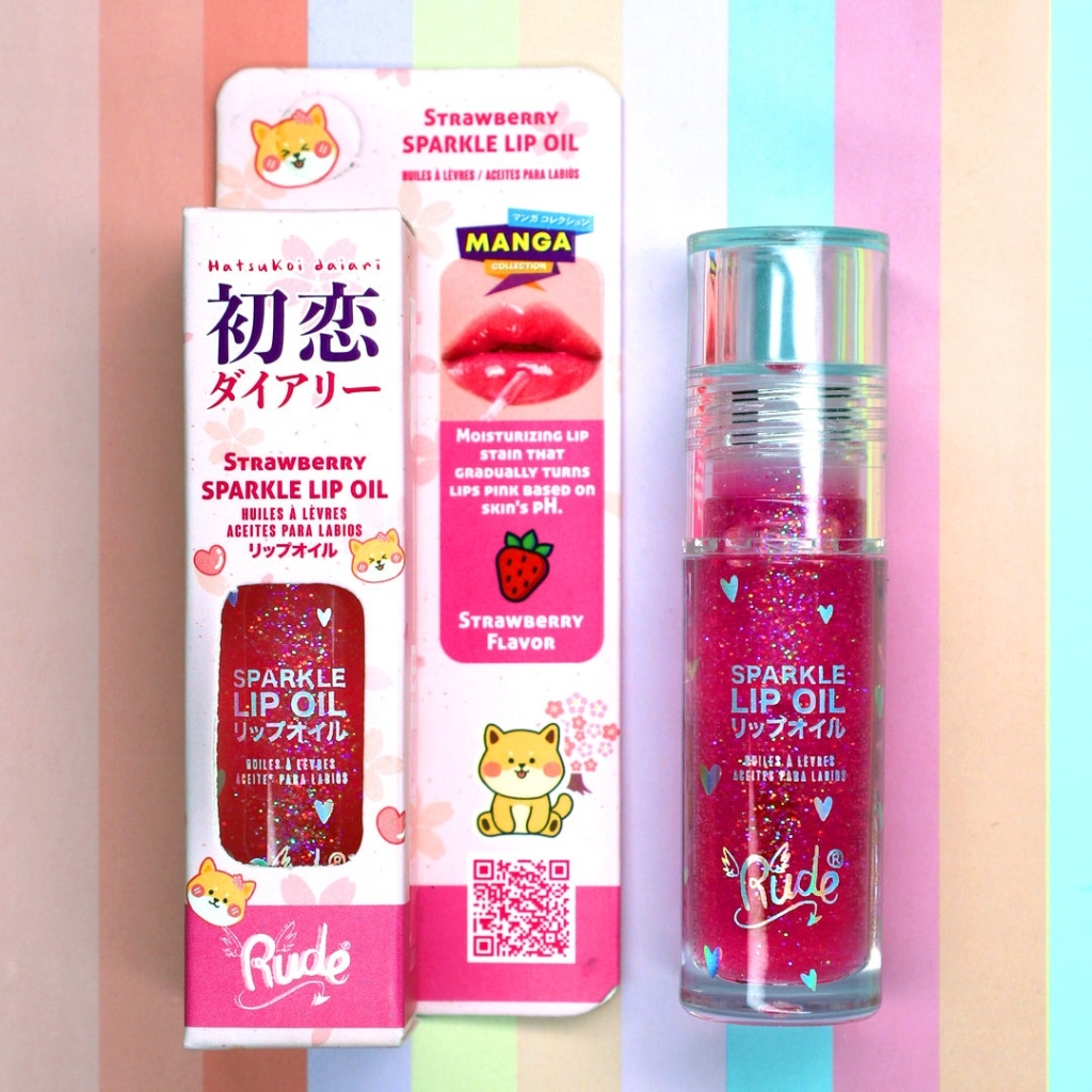 Rude Cosmetics - Sparkle Lip Oil Strawberry (Pink)