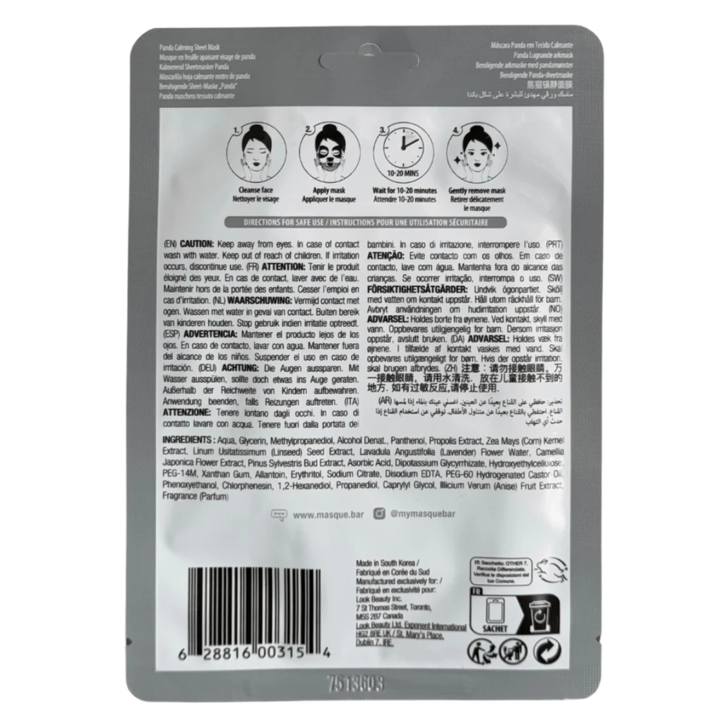 Animalz Panda calming sheet mask