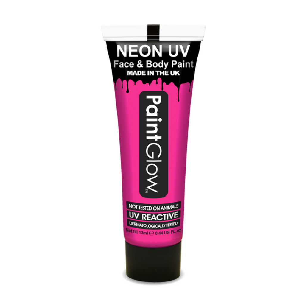 PaintGlow UV Face & Body Paint Tubes Neon Pink 12ml