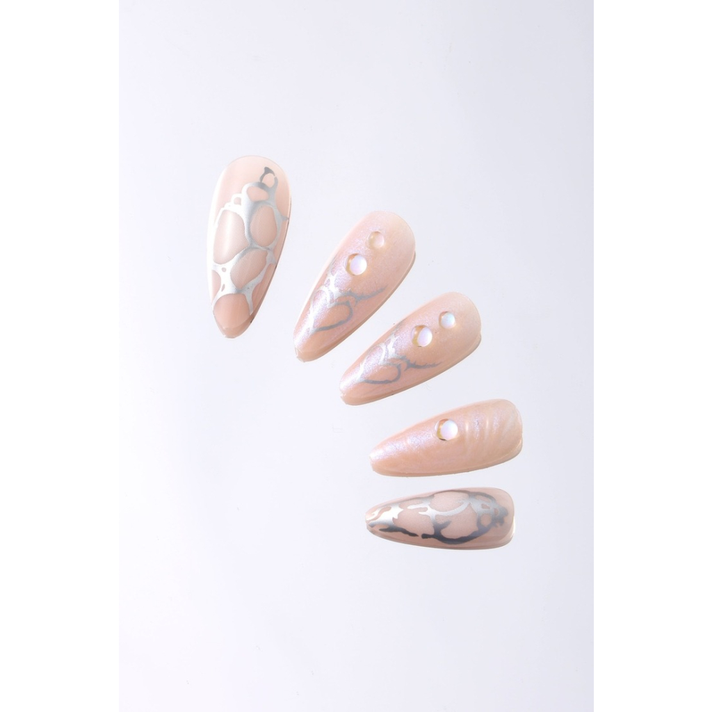 Never Have I Ever - Almond Press-on Nails - Chrome Hearts