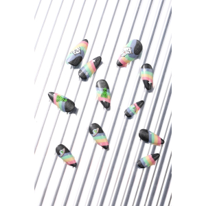 Never Have I Ever - Almond Press-on Nails - Spaced Out (Glitter Aliens, Ripndip Cat & Rainbows)