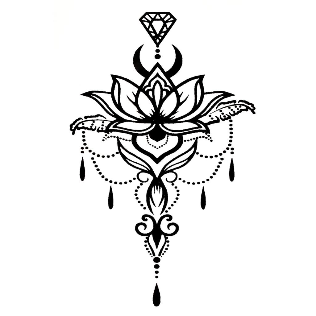 QuickTattoo Lotus Drop Chandelier (Glitter Tattoo Stencil/Transfer)