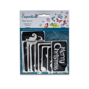 Superstar Glitter Tattoo Stencils Christmas Set (24 Pieces)