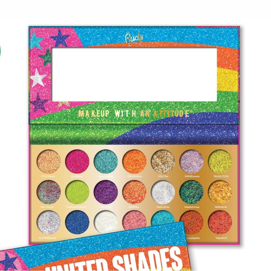 Rude Cosmetics - United Shades of Glitter - 21 Pressed Glitter Eyeshadow Palette