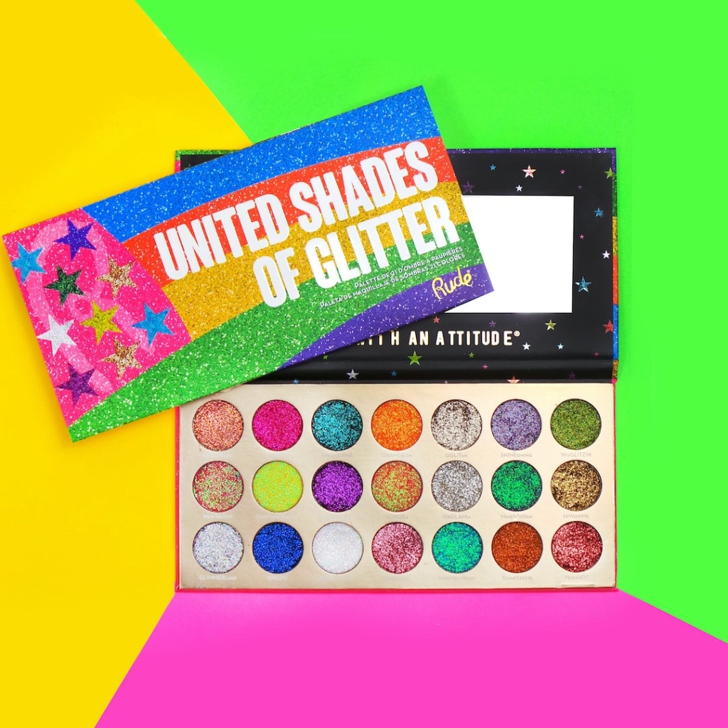 Rude Cosmetics - United Shades of Glitter - 21 Pressed Glitter Eyeshadow Palette