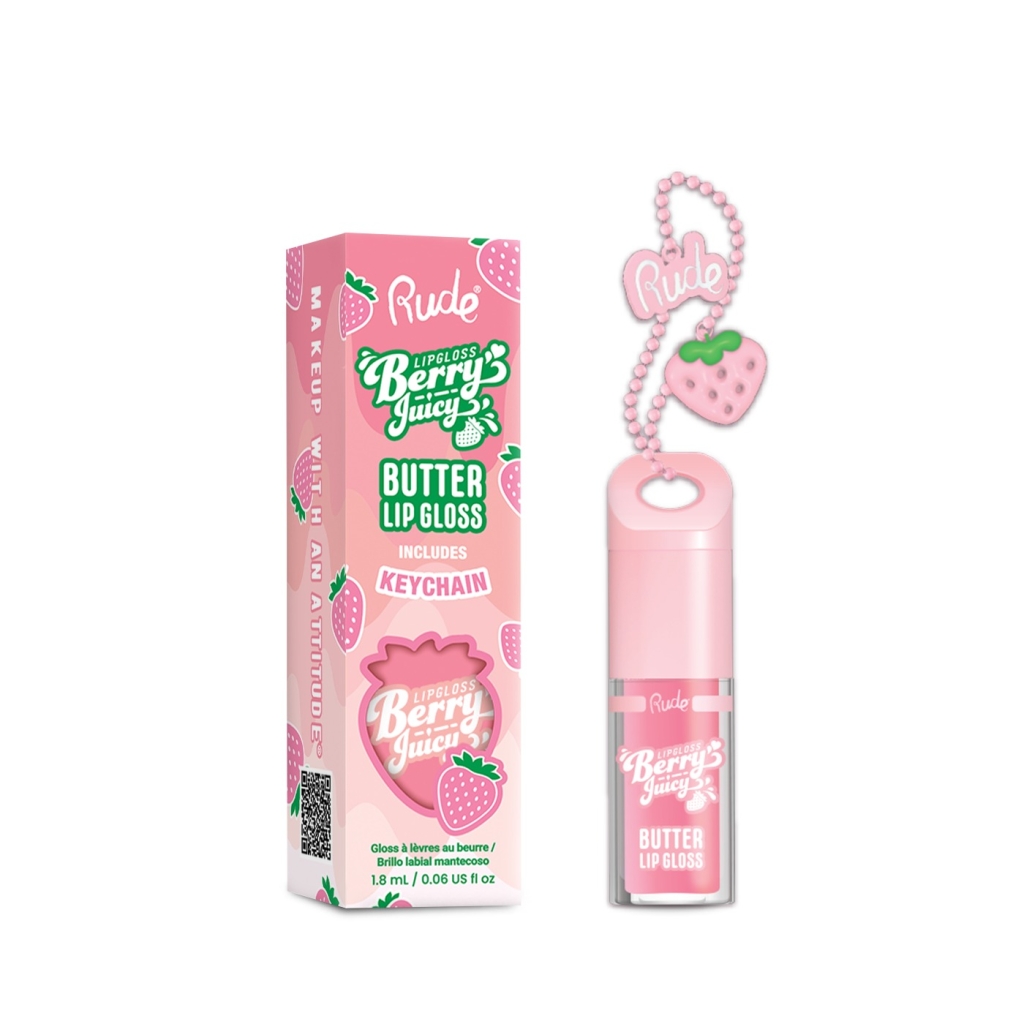 Rude Cosmetics - Berry Juicy Butter Lip Gloss Keychain - Strawberry Cream