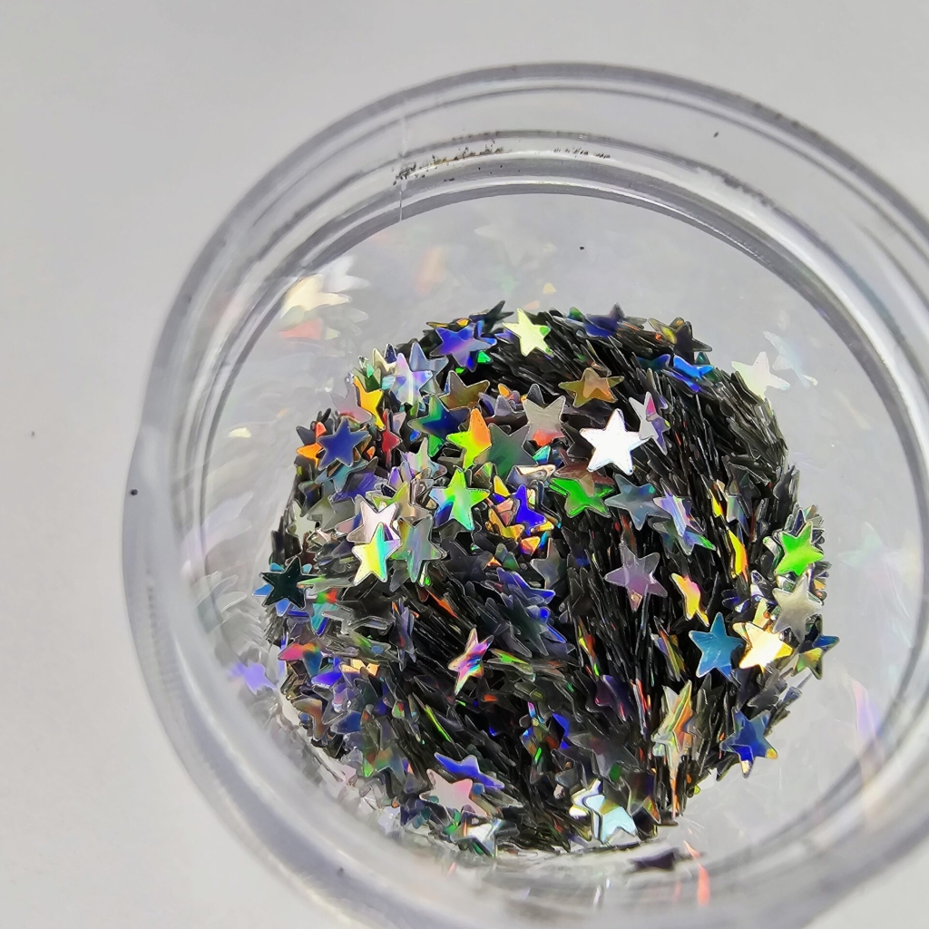 Cosmetic Glitter Stars Loose - Silver Holographic