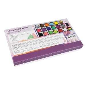PXP Professional Colours Starter Face Paint Palette (16 x Colours, 1 x Rainbow, & Glitter, Brushes, Stencils etc)