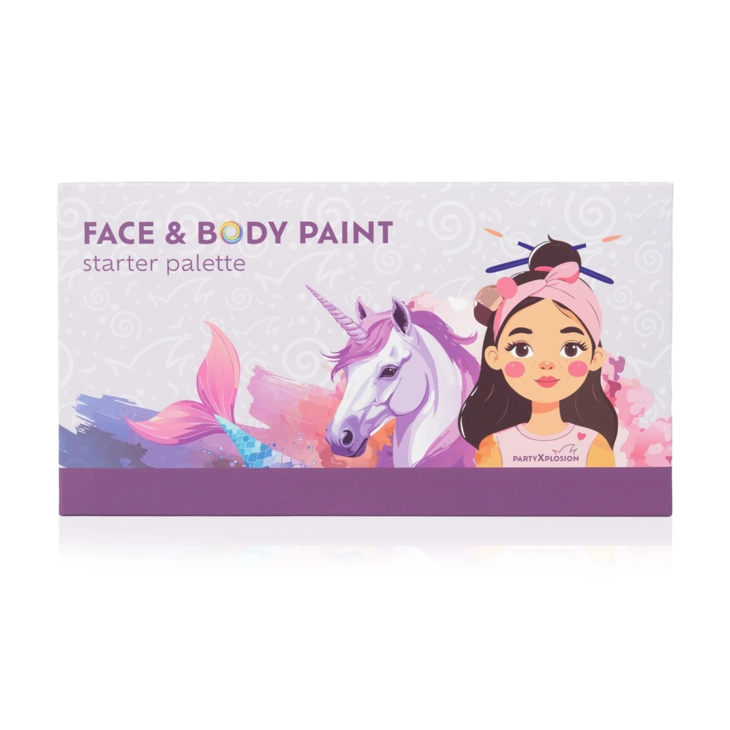 PXP Professional Colours Starter Face Paint Palette (16 x Colours, 1 x Rainbow, & Glitter, Brushes, Stencils etc)